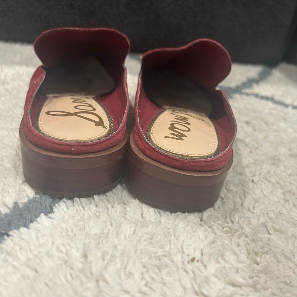 Sam Edelman Wine Suede Leather Pointed Mules with Stud Trim - Picture 4 of 7
